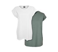 Urban Classics Ladies Extended Shoulder Tee T-Shirt, Blanc + paleleaf, S (Lot de 2) Femme