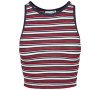 Urban Classics Tb1931-ladies Rib Stripe Cropped Top, Multicolore (Blanc/Bleu Marine/Rouge feu 01244), L Femme