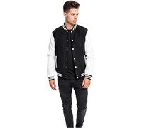 Urban Classics Tb201-oldschool College Jacket, Noir/Blanc, XS Hommes
