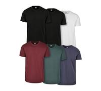 Urban Classics Tb2684c - Lot de 6 T-Shirts Basiques T-Shirt Homme, Noir/Blanc/Rouge/Vert Foncé/Bleu Marine, XL