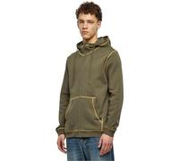 Urban Classics Tb3944-Sweat zippé avec Coutures Plates et contrastées biologiques Sweat-Shirt à Capuche, Olive/Jaune, XXL Homme