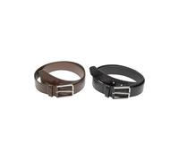 Urban Classics Tb7217a-woven Embossed Synthetic Leather Belt 2-Pack Ceinture, Noir/argenté/Marron/argenté, L-XL Hommes