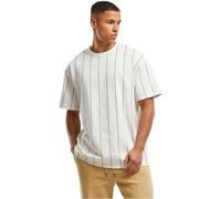 Urban Classics Tb7311-printed Pinstripe Tee T-Shirt, Blanc cassé/Blanc/Noir, S Hommes