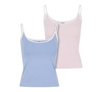 Urban Classics Tb7485a-ladies Contrast Basic Top 2-Pack T-Shirt, Bleu poudré/Blanc + Rose Chemisier/Blanc, XS Femmes