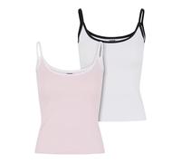 Urban Classics Tb7485a-ladies Contrast Basic Top 2-Pack T-Shirt, Rose Chemisier/Blanc + Blanc/Noir, S Femmes