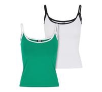Urban Classics Tb7485a-ladies Contrast Basic Top 2-Pack T-Shirt, Vert Grenouille/Blanc + Blanc/Noir, M Femmes