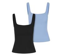 Urban Classics Tb7513a-ladies Wide Neck Rib Top 2-Pack T-Shirt, Noir + Bleu poudré, XXL Femmes