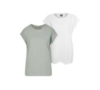Urban Classics Tb771a-ladies Extended Shoulder Tee 2-Pack T-Shirt, Menthe givrée et Blanc, M Femme