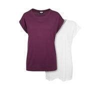 Urban Classics Femme Ladies Extended Shoulder Tee 2-Pack T-Shirt, Blanc + Cerise, S EU