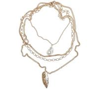 Urban Classics Unisex Indiana Plate Necklace gold, one size