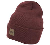 Urban Classics Unisexe Bonnet Patch en Cuir Bonnet Tricoté, Long Bonnet pour Femmes et Hommes en Plusieurs Couleurs, Taille Unique