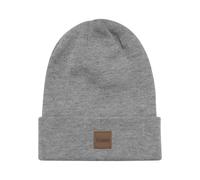 Urban Classics Bonnet long avec patch en cuir unisexe 100% polyacrylique Gris chiné Taille 55-60