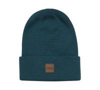 Urban Classics Bonnet long avec patch en cuir, unisexe, pétrole, 100% polyacrylique