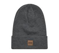Urban Classics Unisexe Leatherpatch (Patch en Cuir) Bonnet Long Bonnet de Laine - Charcoal, Einheitsgröße