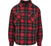 Urban Classics Plaid Teddy Lined Shirt Jacket Vestes, Rouge/Noir, L Hommes