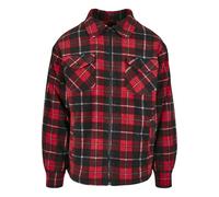 Urban Classics Veste À Carreaux Chemise Teddy Homme Veste mi-saison noir/rouge L 100% Polyester