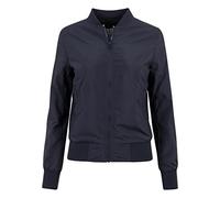 URBAN CLASSICS Veste Bomber Légère pour Femme avec Empiècement Gaufré sur les côtés, Poches Zippées à l'avant, 100% Polyester, Navy, Taille S