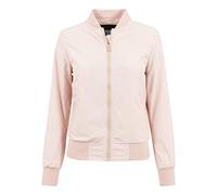 URBAN CLASSICS Veste Bomber Légère pour Femme avec Empiècement Gaufré sur les côtés, Poches Zippées à l'avant, 100% Polyester, Light Pink, Taille L