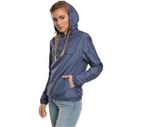 URBAN CLASSICS Veste Coupe-Vent de Mi-Saison pour Femme, Poche Kangourou, Poignets Élastiques, Capuche et Taille à Cordons, Col Zippé, 100% Polyester, vintageblue, Taille XS