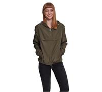 Urban Classics Veste coupe-vent femme, capuche, poche kangourou, col zippé, polyester, Olive XS