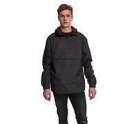 URBAN CLASSICS Veste Coupe-Vent de Mi-Saison pour Homme, Poche Kangourou, Poignets Élastiques, Capuche et Taille à Cordons, Col Zippé, 100% Polyester, Noir, Taille 4XL