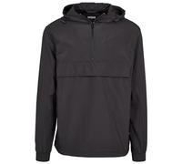 URBAN CLASSICS Veste Coupe-Vent de Mi-Saison pour Homme, Poche Kangourou, Poignets Élastiques, Capuche et Taille à Cordons, Col Zippé, 100% Polyester, Noir, Taille M