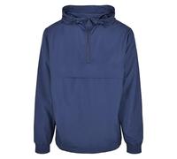 URBAN CLASSICS Veste Coupe-Vent de Mi-Saison pour Homme, Poche Kangourou, Poignets Élastiques, Capuche et Taille à Cordons, Col Zippé, 100% Polyester, Darkblue, Taille S