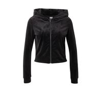 Urban Classics Sweat à capuche zippé femme Velours doux coupe courte avec poches Noir XXXL