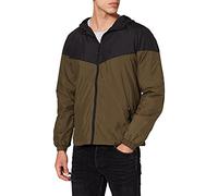 Urban Classics Windrunner Tech 2 Tons Jacket, Noir/Darkolive, M Homme