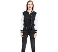 Urban Classics womens Ladies 2-tone College Sweatjacket Sweat shirt, Multicolore (Blk/Wht), L EU