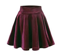 Urban Coco aux Femmes Velvet Vintage Mini Stretchy Floride Jupe Patineuse Moyen Bourgogne