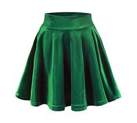 Urban CoCo aux Femmes Velvet Vintage Mini Stretchy Jupe Patineuse évasé X-Large Vert foncé