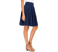 Urban Coco Jupe midi Basique pour Femme, Polyvalente, Extensible, évasée, décontractée, Taille Haute, Bleu Marine, Taille XL