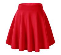 Urban CoCo Mini Jupe Patineuse évasée Basique pour Femme, décontractée et Passe-Partout, Tissu élastique, Rouge, XX-Large