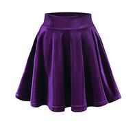 Urban CoCo Mini Jupe Patineuse évasée Vintage en Velours Extensible pour Femme, Violet, Taille M