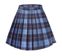 Urban Coco Mini Jupe plissée à Carreaux pour Femme - Bleu - Taille XL