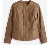 Urban Code Urban Code Brown Collarless Leather Jacket
