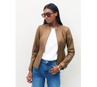 Urban Code Urban Code Brown Petite Collarless Leather Jacket