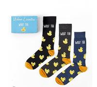Urban Eccentric Lot de 3 paires de chaussettes fantaisie pour homme avec boîte cadeau What The Duck