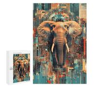 Urban Elephant Abstract Art Print Puzzle 1000 Pièces Educa Jouet en Bois Cadeau Unique Décoration Intérieure Jeu Éducatif Challenge Toy Adultes Et Enfants À Partir De 14 Ans 1000 PCS