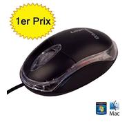 Urban Factory Souris Cristal Mouse Optique USB 2.0 800 dpi éclairage interne Noir/transparent