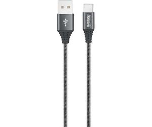 Urban Factory Braided câble USB USB 2.0 2 m USB A USB C Gris