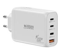 CHARGEE - Adaptateur secteur - GaN - 140 Watt - 5 A - PD 3.1/PPS - 4 connecteurs de sortie (3 x USB-C, USB) - sur le câble : USB-C - blanc