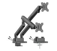 Urban Factory FLEXEE Dual Pro - Kit de montage (support de moniteur à double bras) - pour 2 écrans LCD - ergonomique, avec station d'accueil - acier, aluminium, plastique - noir - Taille d'écran : 17"