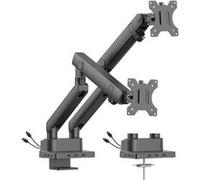 Urban Factory Support moniteur Flexee Dual Pro – bras à double ressort, dock USB‑C 8-en-1 intégré