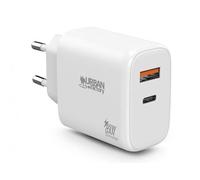 Urban Factory SECTEUR 65W TYPE C GAN AVEC 1 PORT USB-C 45W + 1 PORT USB-A 18W CHARGE RAPIDE WHITE