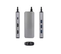 Hub USB-C Urban Factory 7 en 1 avec 3 USB-A 2 HDMI 4K 60Hz 1 RJ45 1 USB-C 100W PD Gris anthracite