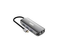 Urban Factory HUBEE Hub USB-C 7 en 1 - 2 HDMI 4K 30Hz, 3 USB-A 3.0, Ethernet RJ45 1Gbps, USB-C Power Delivery 100W, Adaptateur Multiport PC Mac Laptop