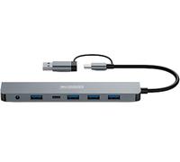Urban Factory Hub USB MHC70UF 7 ports - 5x USB-A 3.0 + USB-C + alimentation 5V Gris