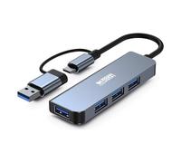 Hub USB Urban Factory 4 ports USB 3.0 Gris anthracite + Adaptateur USB-A femelle USB-C mâle